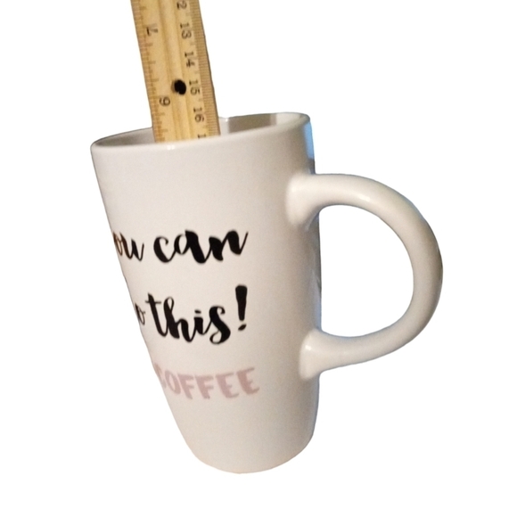 Motivational Large Mug:"You Can Do This Coffee" 6" White w. Black/Pink Lettering - Picture 5 of 8